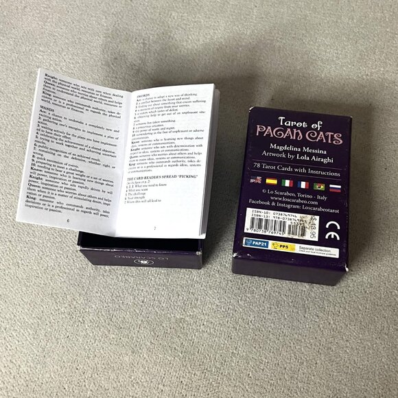 Tarot of Pagan Cats Box of 78 Tarot Cards Lo Scarabeo, Torino, Italy 2.25" x 3.5 - Picture 4 of 5